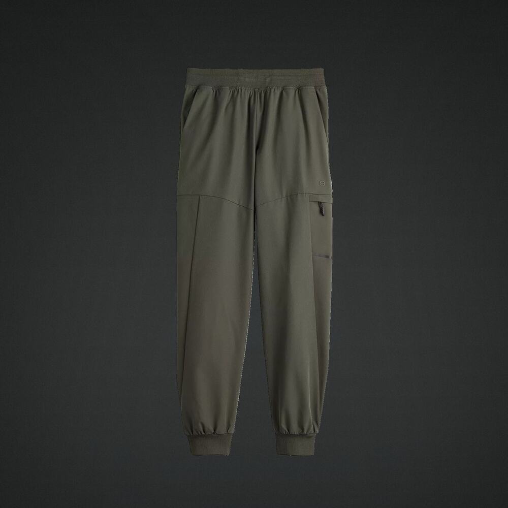 Boys SZ Large Layer 8 Woven Performance Quick Dry Jogger Pants Green/Gray Color